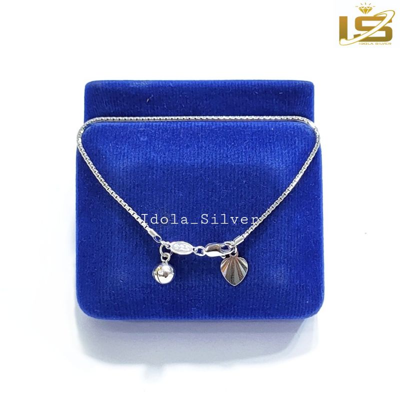 Gelang Perak Wanita Asli Silver 925 Lapis Emas Putih Italy Santa - Gelang Anti Karat