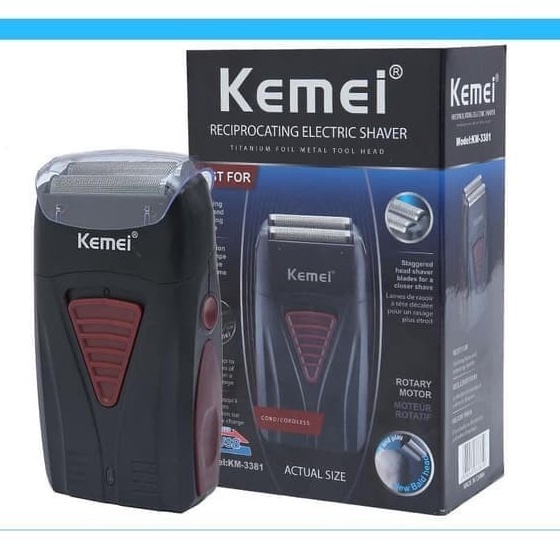 COD Alat Cukur Jenggot Kumis Shaver Electric Kemei KM-3381 Cukuran KM 3381