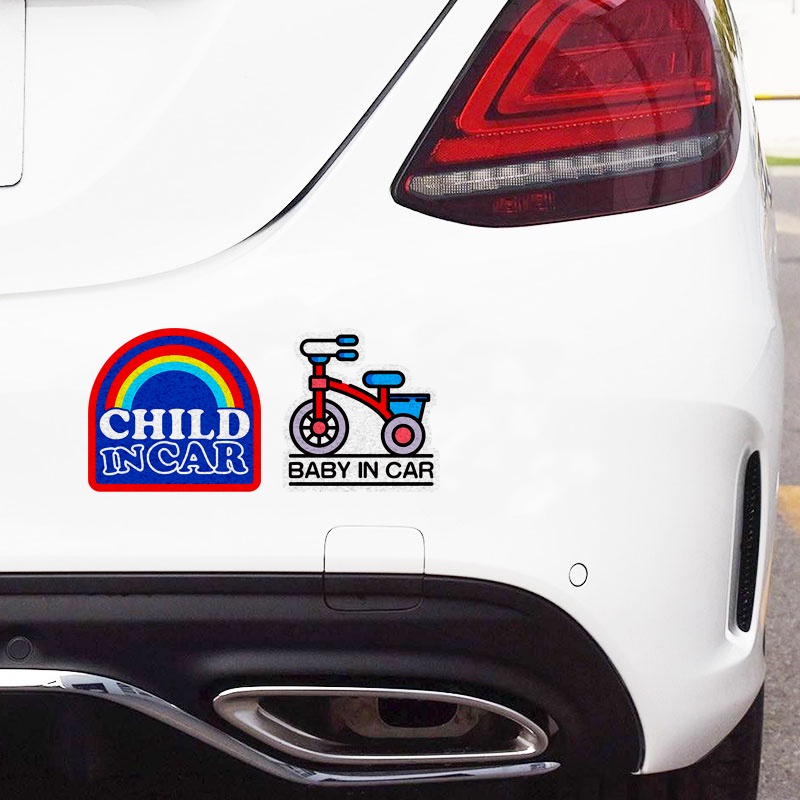 BABY IN CAR Stiker Mobil Reflektif Stiker Peringatan Tips Stiker Kaca Depan Jendela Decal Tahan Air Decal Sepeda Motor Sepeda Motor