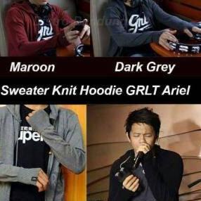 sweater jaket ariel maroon, abu tua, abu muda, hitam greenlight