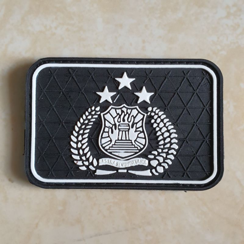 patch rubber logo tibrata polri kotak putih / polisi / police / tempelan emblem karet velcro