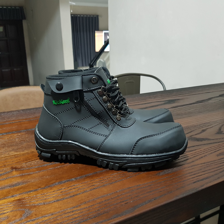 Sepatu Safety Proyek Ujung Besi - Septy Shoes Boot - Septi Kerja Lapangan Kulit Sintetis Tali - Sepatu Boots Kickers MORISEY