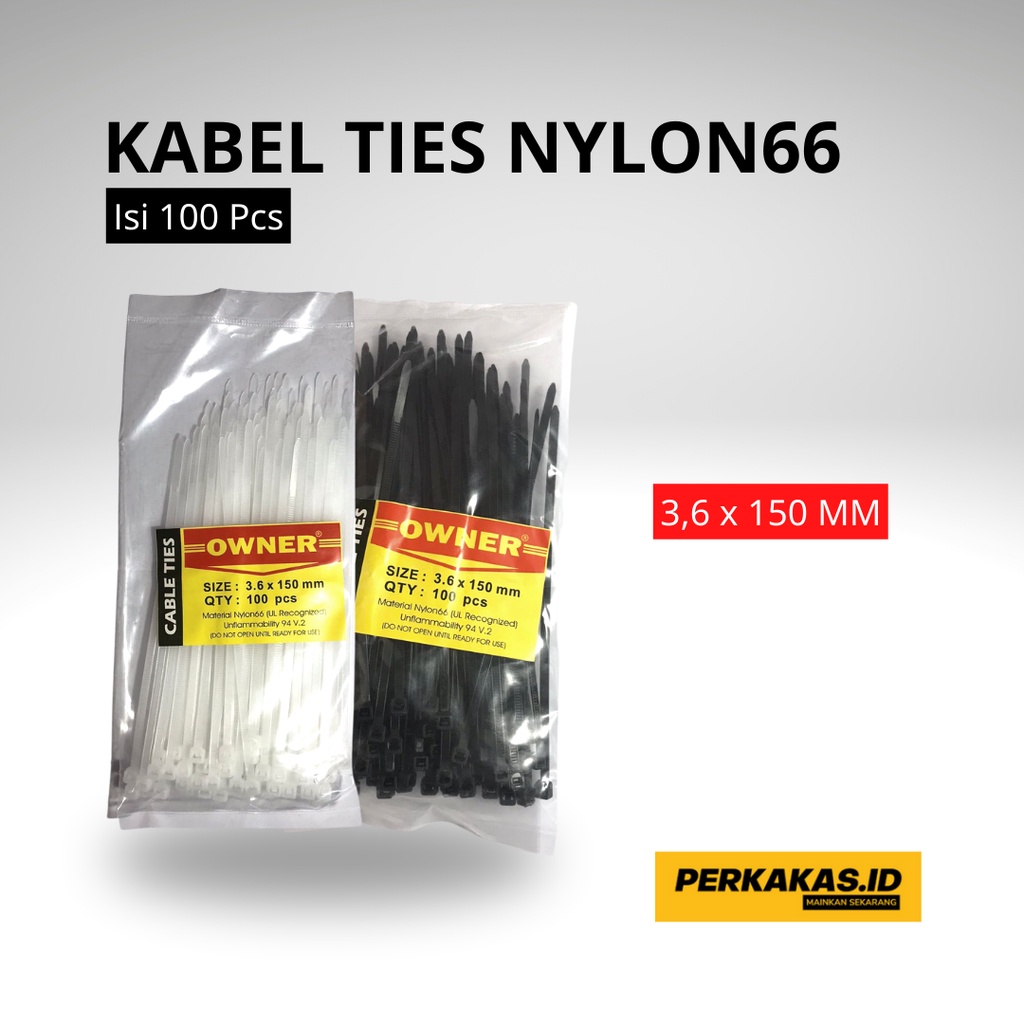 Kabel Ties Hitam Putih 10cm 15cm 20cm 25cm 30cm Isi 100Pcs OWNER