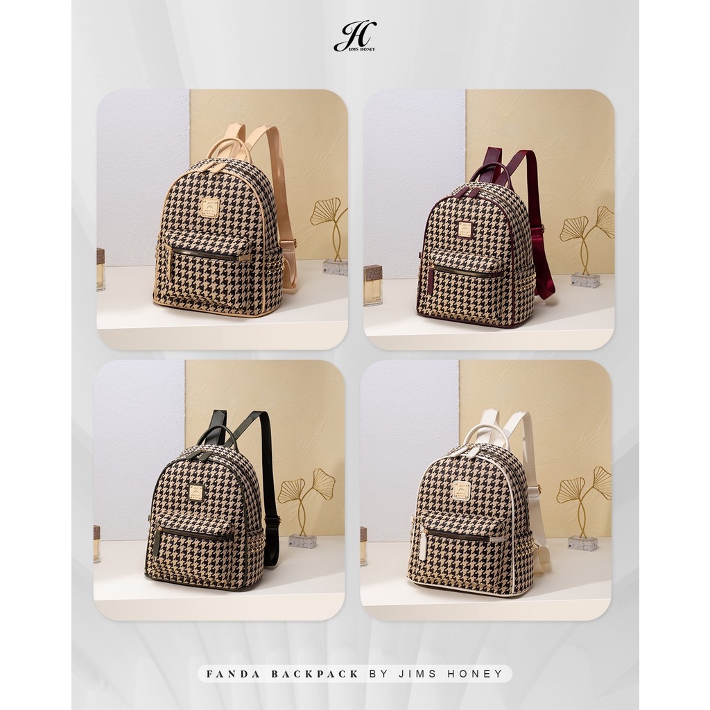 FANDA Backpack Jims Honey Tas Ransel Wanita Mewah Muat Banyak Terbaru Import Original