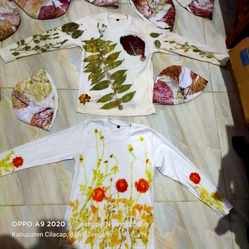 kaos anak lengan panjang ecoprint