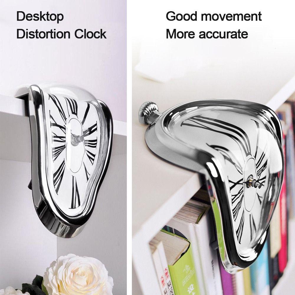 Solighter Melting Clock Novel Desain Seni Rumah Desktop Nyata Silent