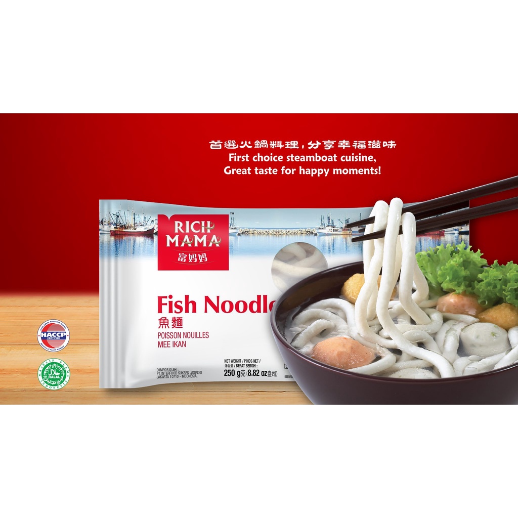 Mi Ikan Mie Ikan Steamboat Rich Mama Fish Noodles 250 gr Bebas Lemak