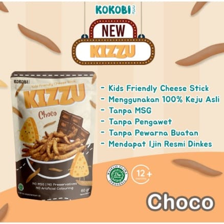 Kokobi Kizzu Cheese Stick 60gr | Snack Stik Keju  - Cemilan Sehat Anak