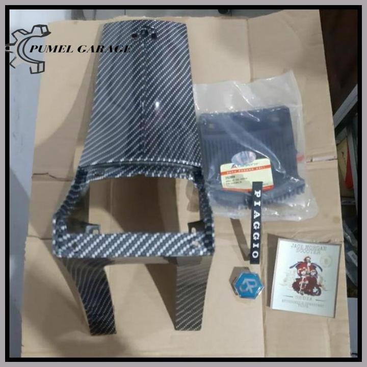 Hidung Vespa Excel Carbon Komplit Emblem Danmotor Original