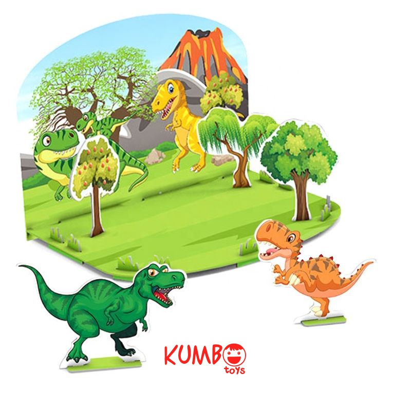 Mainan Edukasi Anak Puzzle 3D Dinosaurus Handcraft 3D Puzzle Dinosaurus Paradise