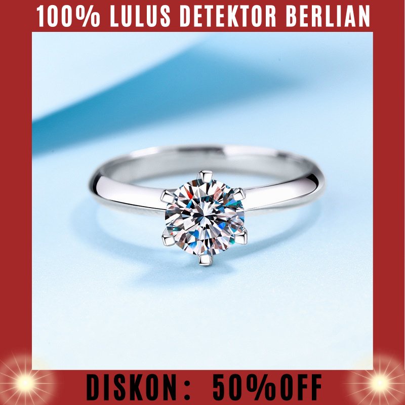 【100% asli moissanite, bisa jual kembali toko emas lain】Fitzgerald Luxury Jewelry⭐Cincin Enam Cabang