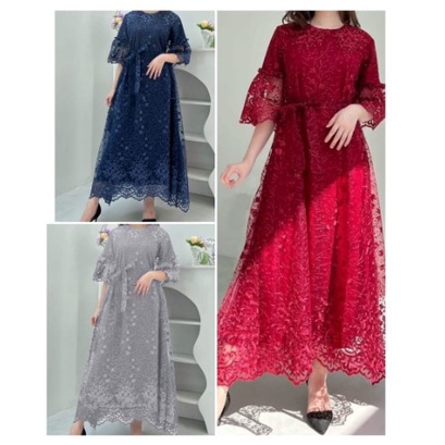 DRESS KRISTINE FASHION PAKAIAN WANITA DRESS GAUN BRUKAT PESTA NATAL IMLEK REMAJA KEKINIAN LAPIS FURI