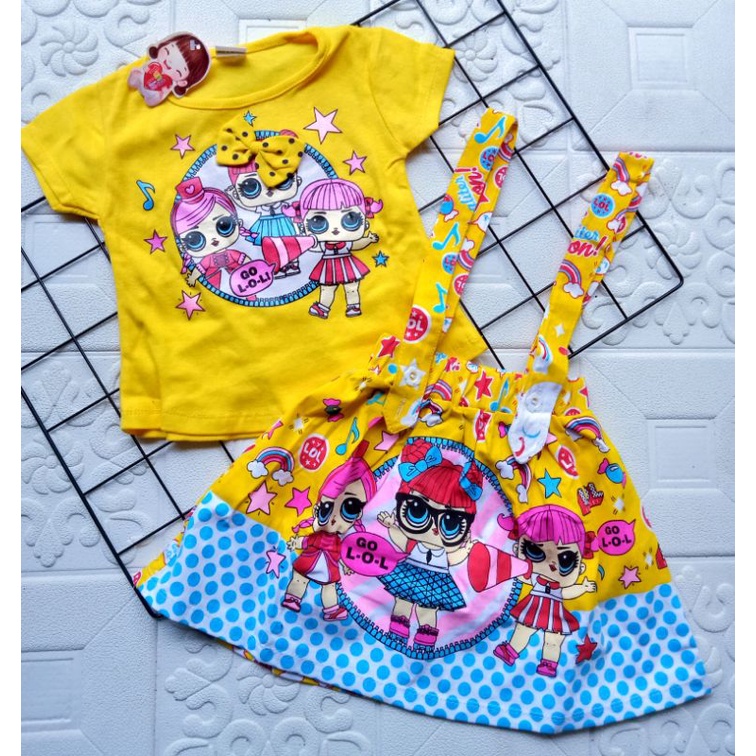 Setelan celana pendek anak cewek 1-3 tahun motif boneka bear beruang LOL UNICORN / setelan celana pendek anak perempuan