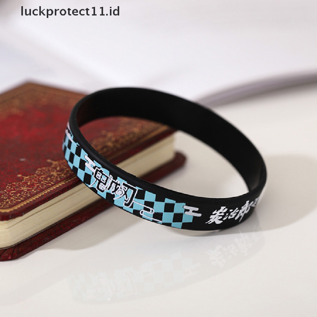 1 Pc Gelang Bahan Silica Gel Motif Kartun Anime Demon Slayer Gaya Jepang