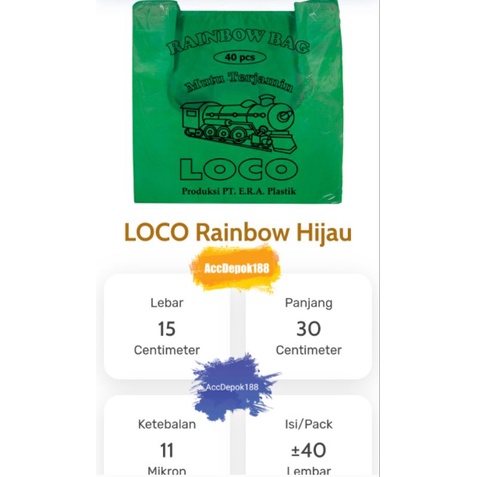 Hd Kantong Plastik Loco Rainbow Warna Warni Ukuran 15 isi 40Lembar dan ukuran 24 isi 30 Lembar