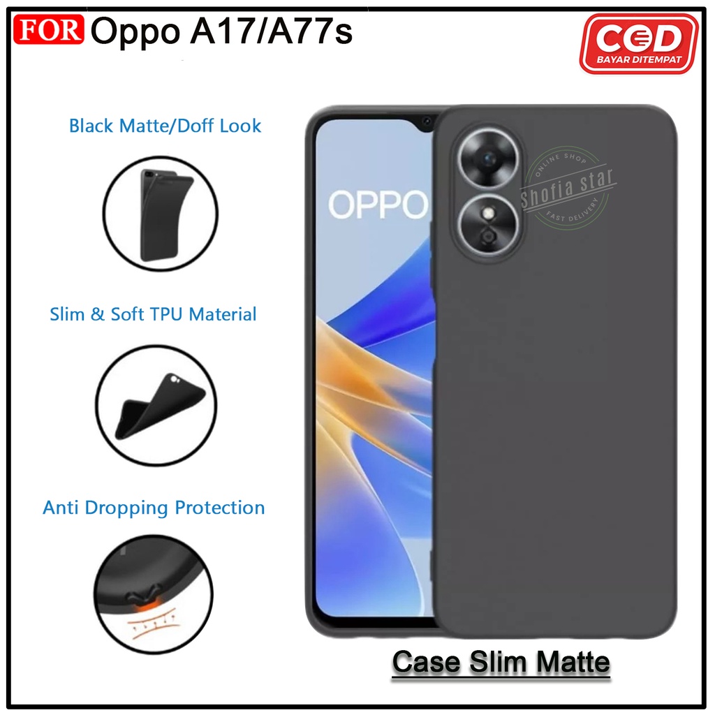 CASE OPPO A17 2022 A76 A96 SOFTCASE SLIM MATTE PREMIUM BLACK PROTECT CAMERA