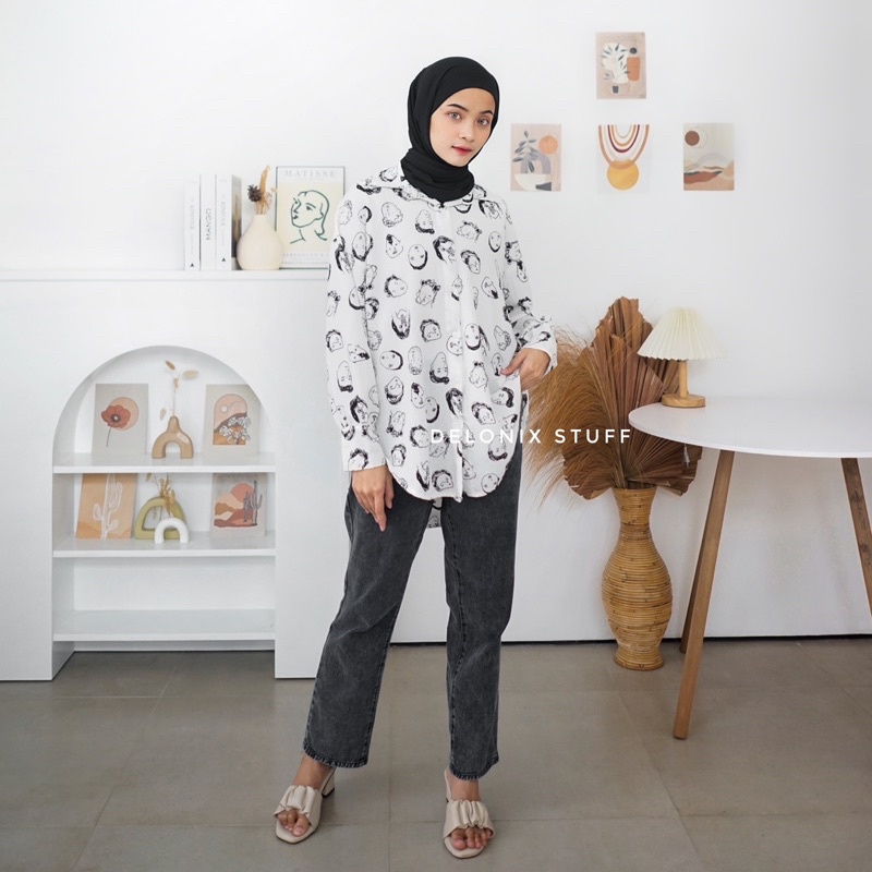 Oversize mono pattern shirt