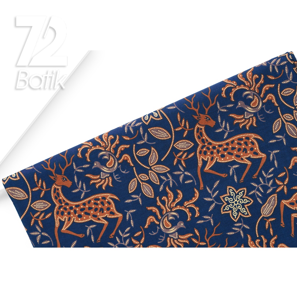 KAIN BATIK PREMIUM Bahan Katun Motif Rusa Kutub Warna Biru Dongker 722604 CAP 72IL Jarik Jarit Samping Kebat Panjang Batik Katun Modern Premium Bahan Seragam Batik Pernikahan Kantor Keluarga Murah Kamen Jadi Batik Bali Lembaran