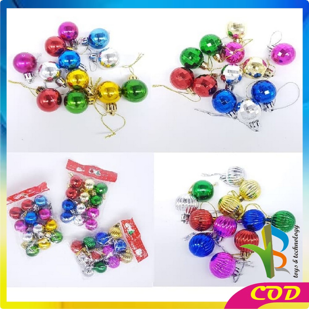 RB-C38 Gantungan Bola Kilap 6PCS / 12PCS Aksesoris Hiasan Pohon Natal Ornamen Dekorasi Rumah MURAH