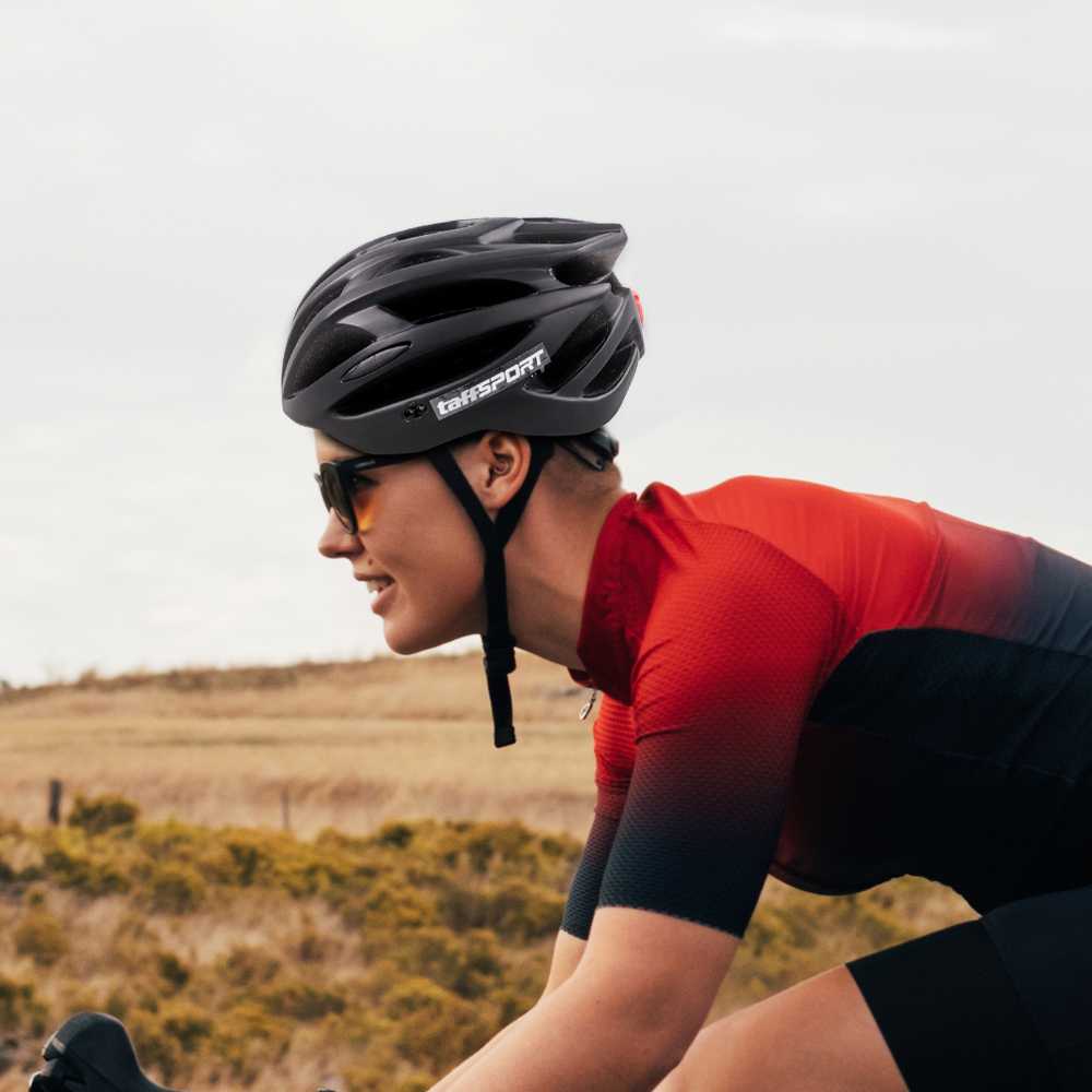 RB [ORI] TaffSPORT Helm Sepeda Roadbike MTB Pria Wanita EPS Foam PVC Shell LED - XK07