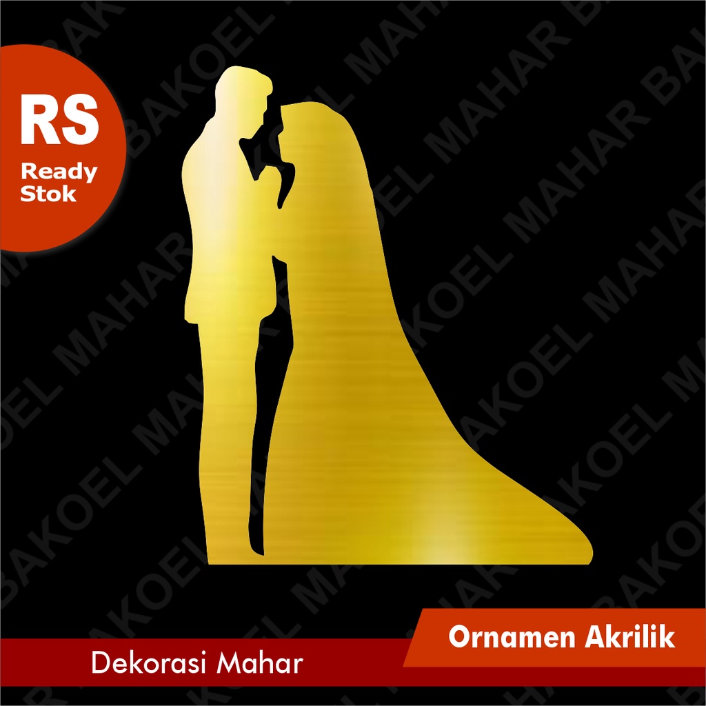 SILUET COUPLE PENGANTIN AKRILIK MIRROR