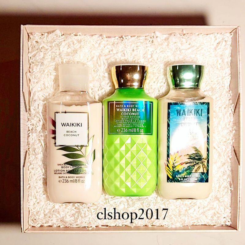 BBW WAIKIKI BEACH COCONUT GIFT SET PAKET BATH &amp; BODY WORKS