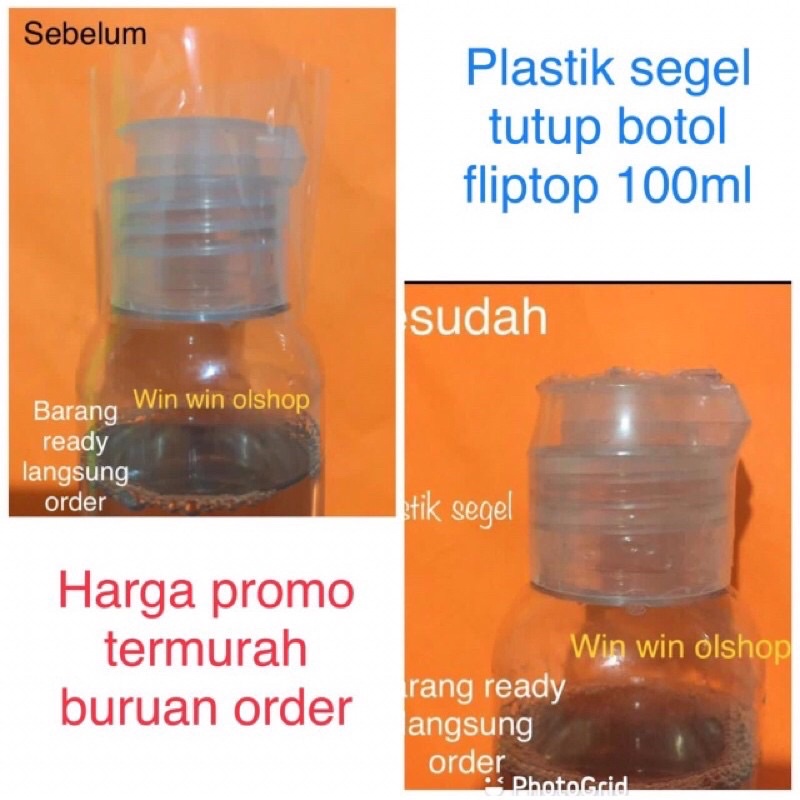 plastik segel tutup botol fliptop 100ml / segel plastik shrink