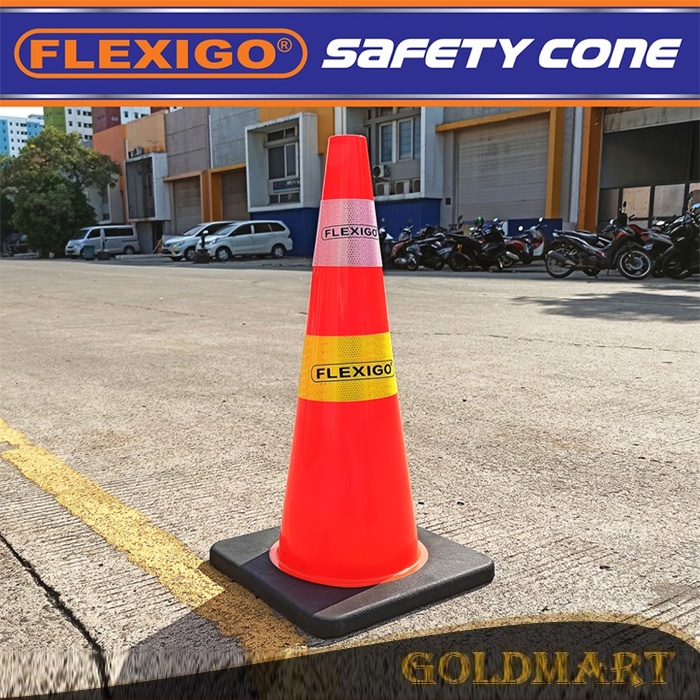 Kerucut Lalu Lintas 70 cm Flxigo Safety Traffic Cone 2.4 Kg PVC Rubber Flexi