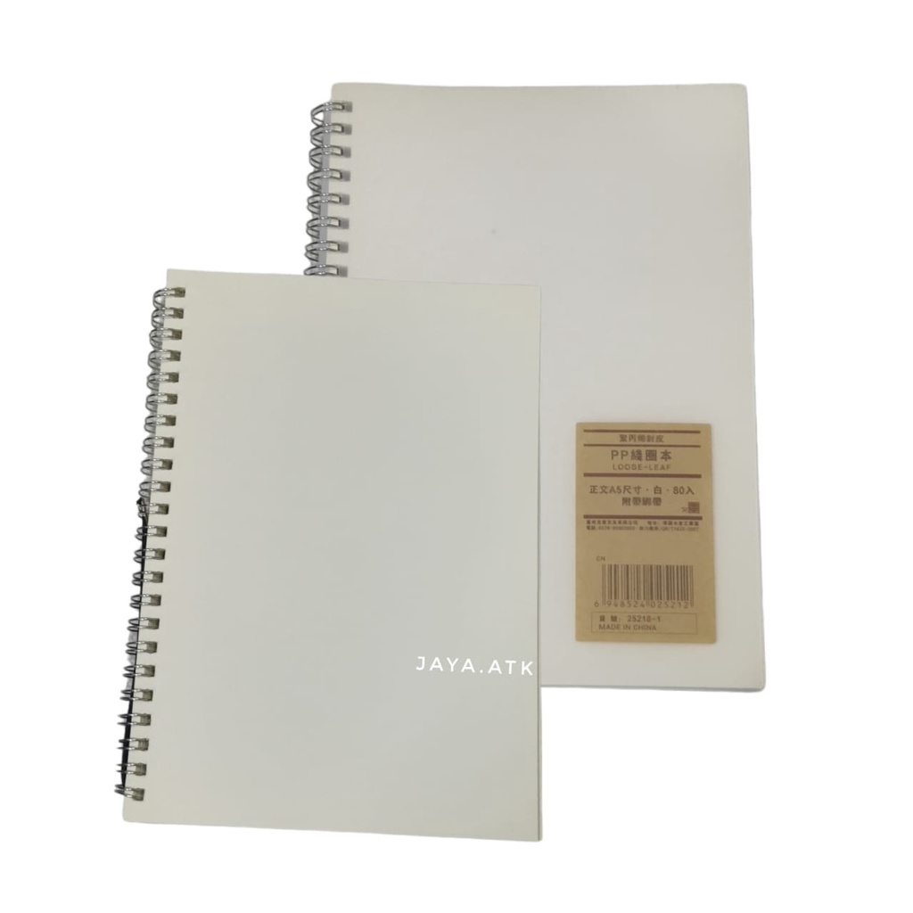 NOTEBOOK BUKU RING SPIRAL A5 POLOS 80 LBR KERTAS GADING BROKEN WHITE TEBAL JURNAL BUJO