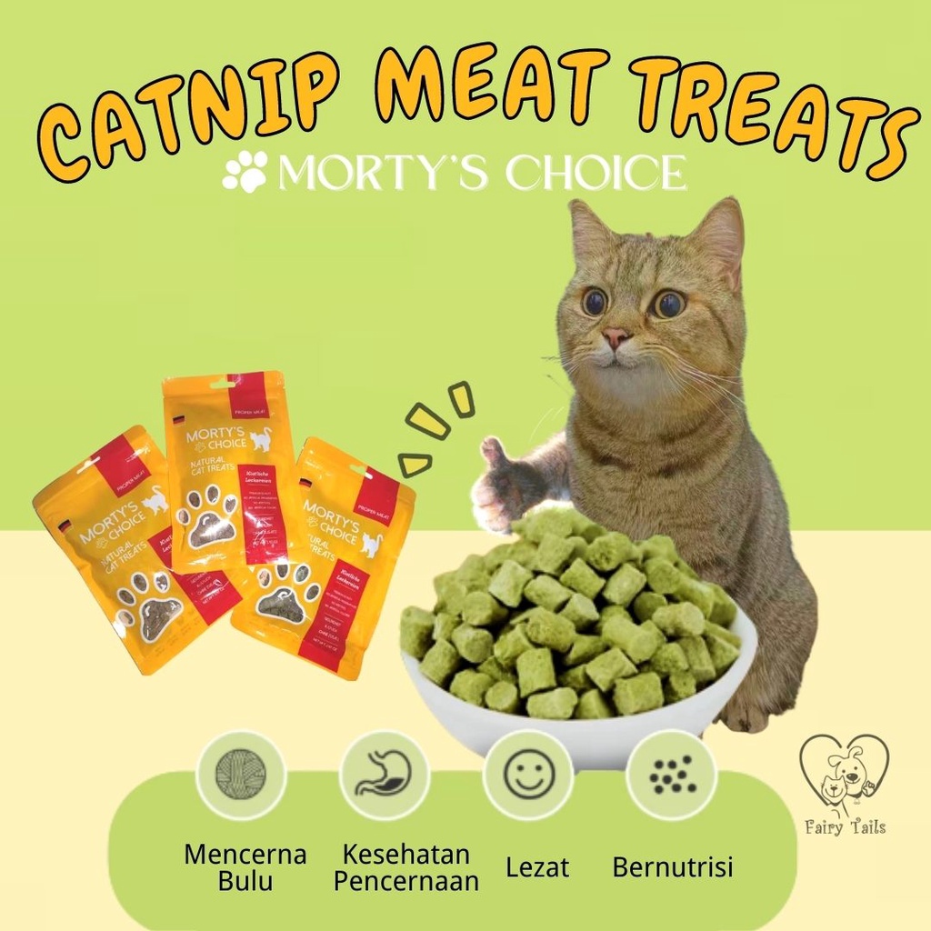[Premium German Quality] Morty's Choice Snack Kucing Campuran Catnip , Ayam , Ikan, Sapi Dengan Vitamin Untuk Menjaga Kesehatan Percernaan, Kesehatan Bulu dan Menambah Nafsu Makan Anabul Serta Mencegah Muntah Karena Hairball atau Bola Bulu