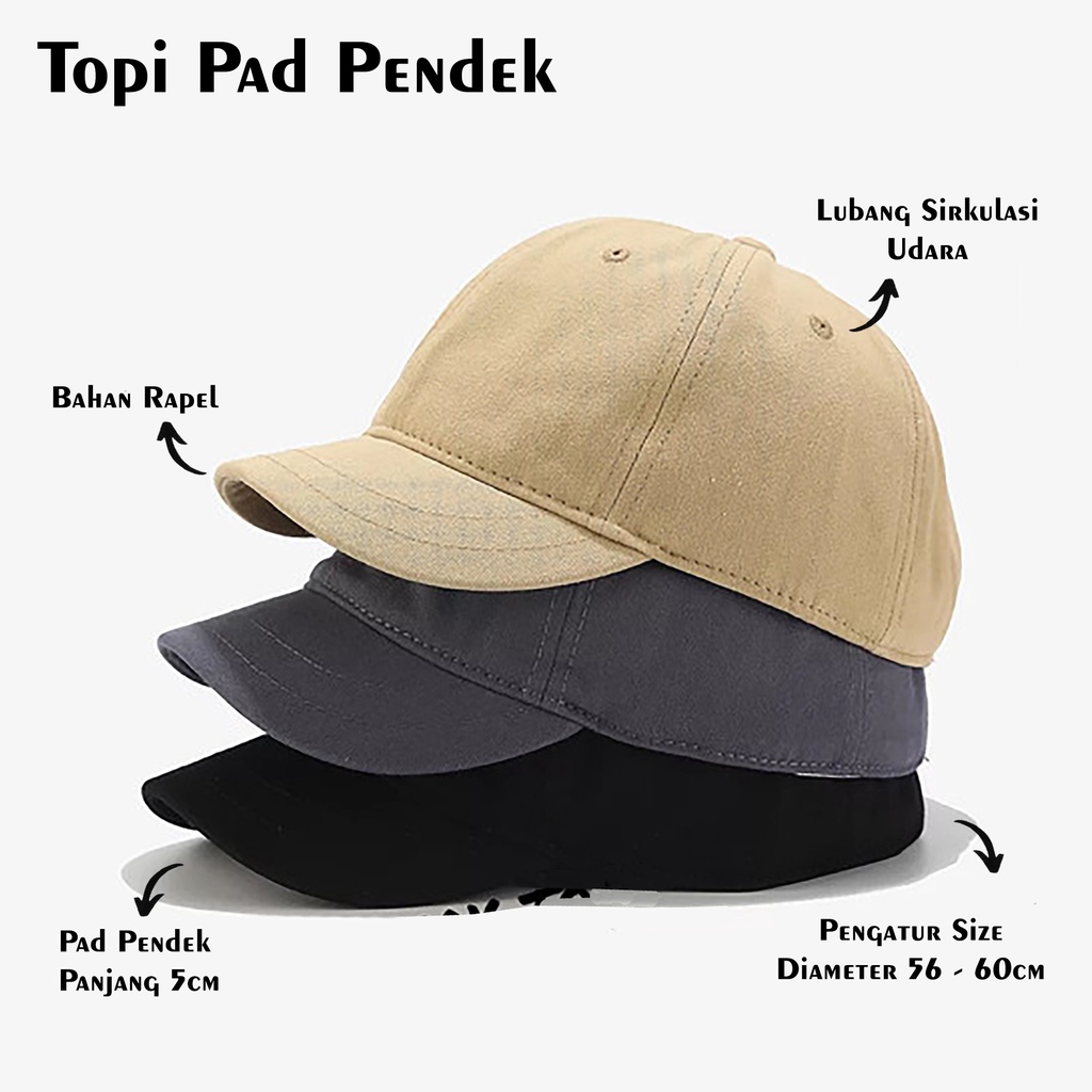 Topi Lidah Pendek Korea polos . Topi baseball distro pad pendek korea lidah pendek dewasa pria dan wanita Classic Style Japan