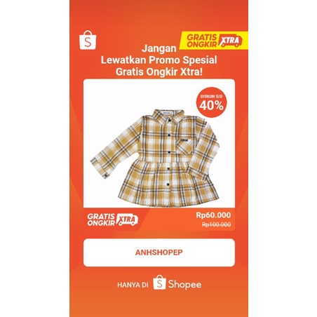 Kemeja flanel/kemeja anak perempuan