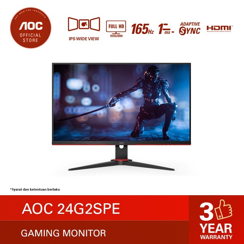 MONITOR GAMING AOC 24G2SPE | 24&quot; IPS 165Hz 1ms Frameless FHD HDMI