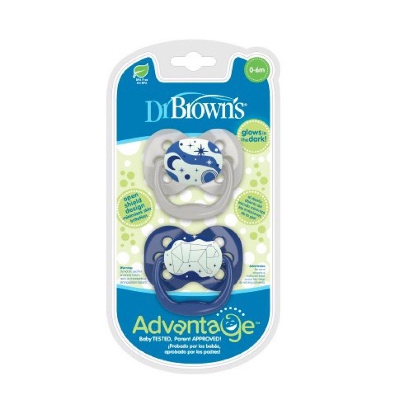 DR. BROWN'S Advantage Pacifier - Empeng Baby Glow In The Dark