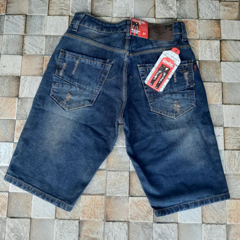 celana jeans pendek sobek pria jeans pendek jumbo pria