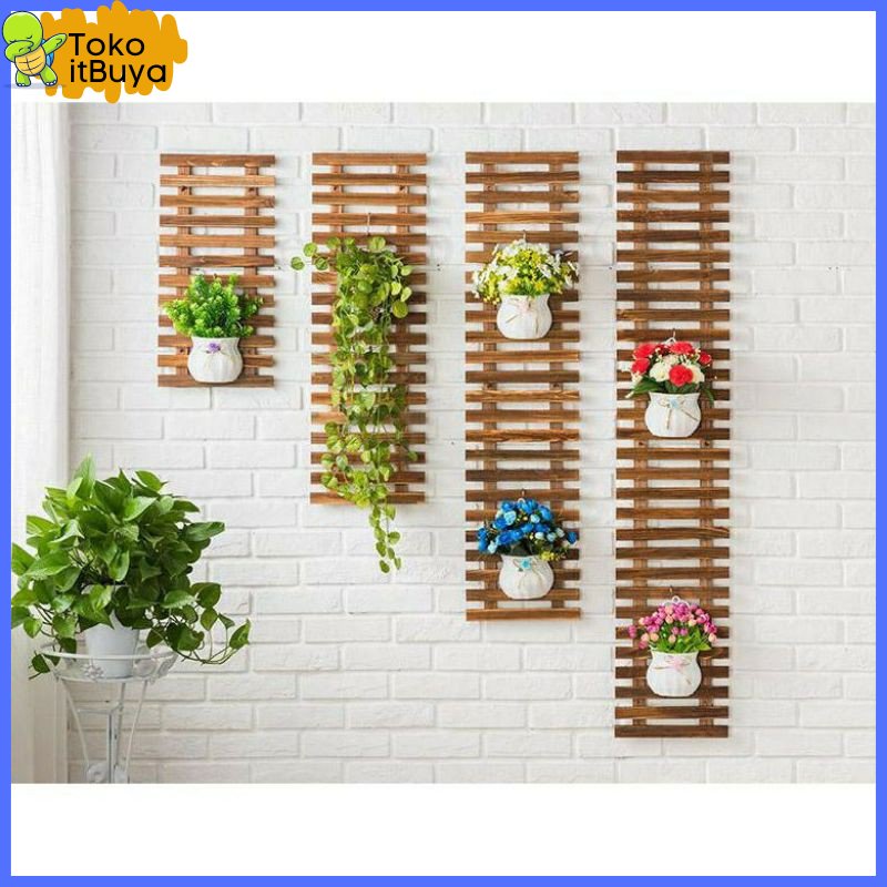 rak bunga dinding / rak bunga kayu / hiasan dinding