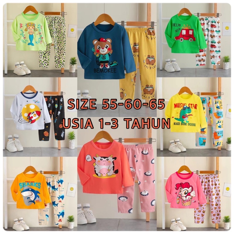 SALE!! PP 1-3 TAHUN | BAJU TIDUR ORGANIK ANAK | PP006 | PIYAMA IMPORT ANAK | SETELAN TIDUR IMPORT BAHAN KATUN ORGANIK