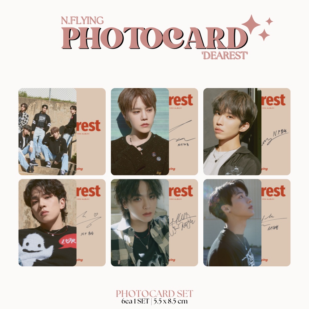 PHOTOCARD NFLYING DEAREST LIKE YOU 2SISI (ISI 6 PCS + LAMINASI 2 SISI) TANDA TANGAN TTD KPOP IDOL KOREA PREMIUM MURAH UNOFFICIAL SEUNGHYUB HUN JAEHYUN HWESEUNG DONGSUNG READY STOCK !