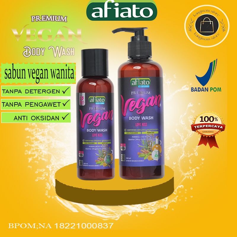 Body Wash Wanita Anti Bacterial Non paraben Non Detergen Afiato Vegan 250ml