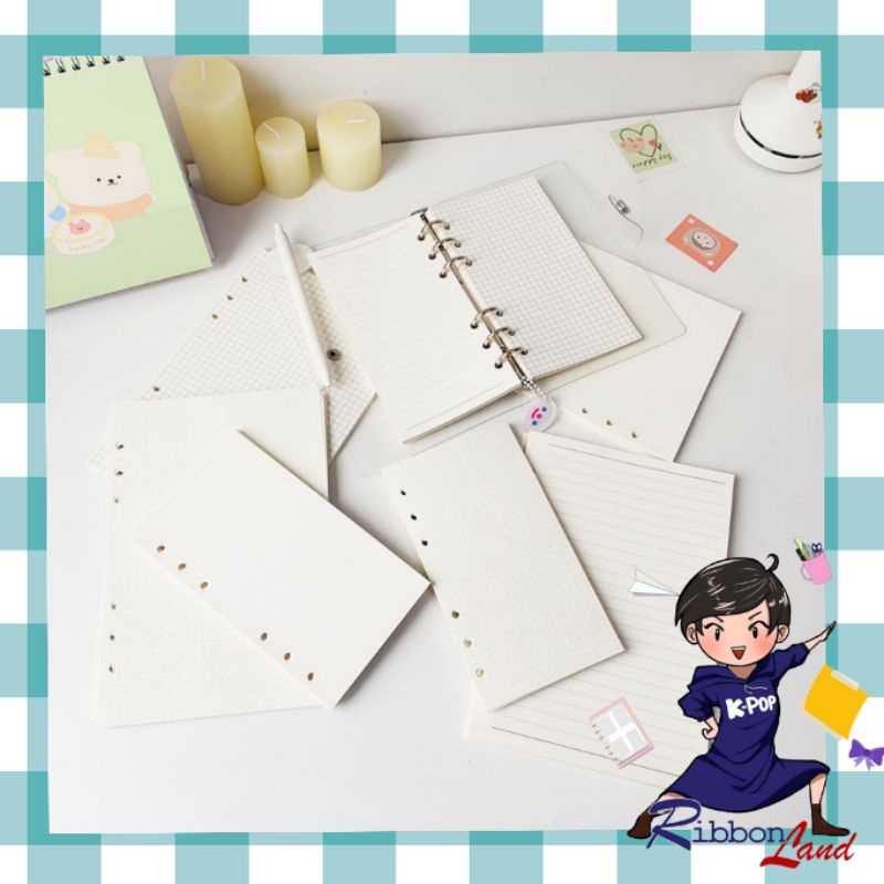 

A5 A6 Kertas Refill Tulis Garis Dot Kotak Binder 6 Lubang/Ring