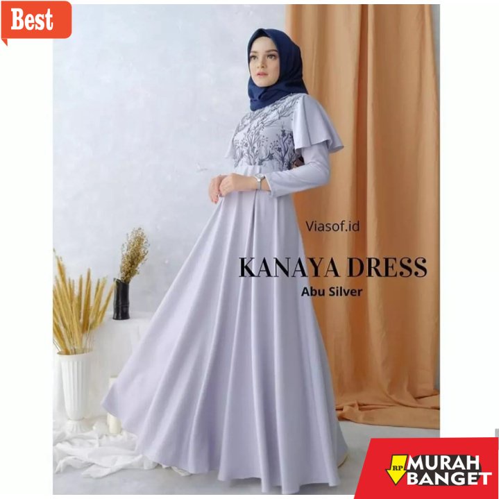 model dress terbaru 2022 Gamis Kanaya / ( Ukuran M~L~XL ) / Gamis Barukat Mutiara / Baju Muslim Wani