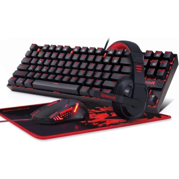 Keyboard TKL Mouse Pad Headset 4 in 1 Redragon Gaming Combo K552 BB