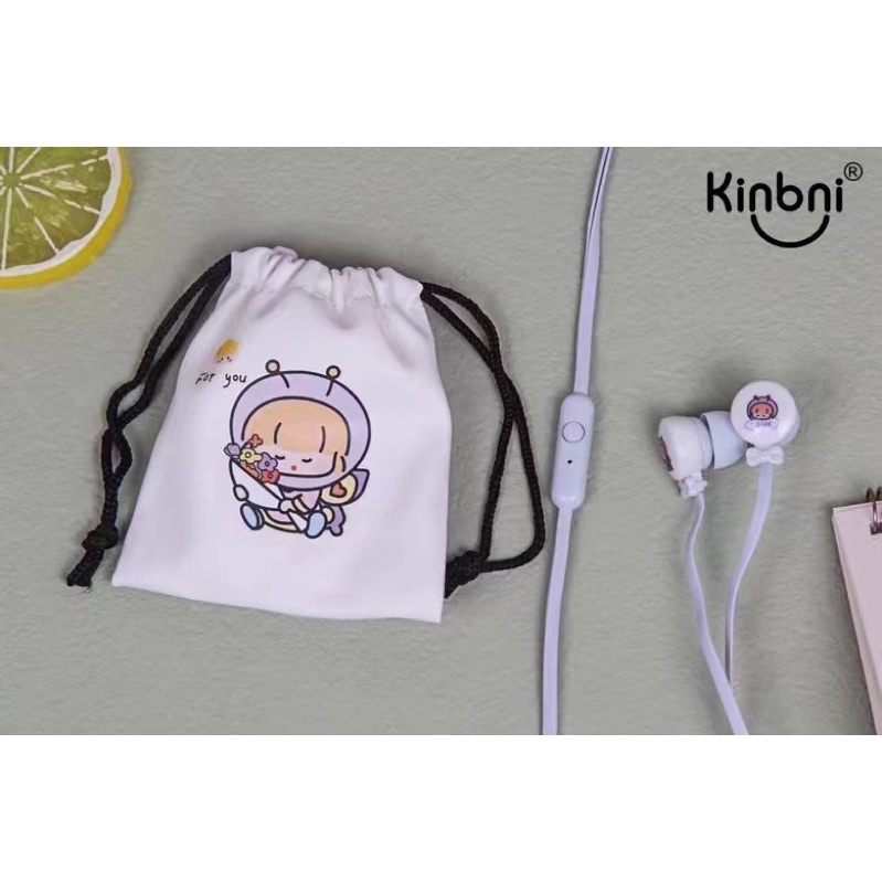 [ KN-8250 ] Set Headset Earphone LOVE CARTOON LUCU / Kain penyimpanan Earphone Karakter Lucu Termurah