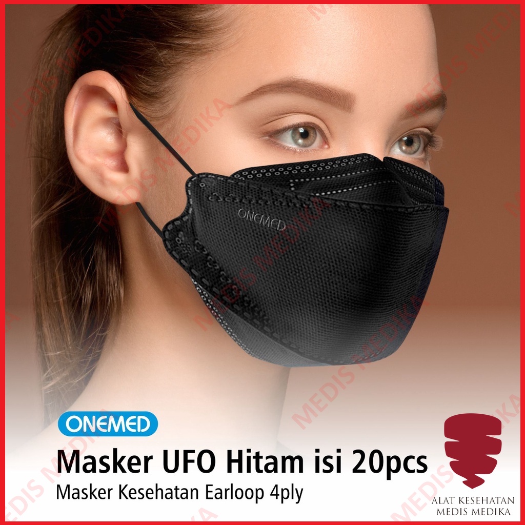 Masker UFO 4PLY OneMed Isi 20 Medis Earloop Debu Karet Telinga Face Mask Disposable Kesehatan 4 PLY