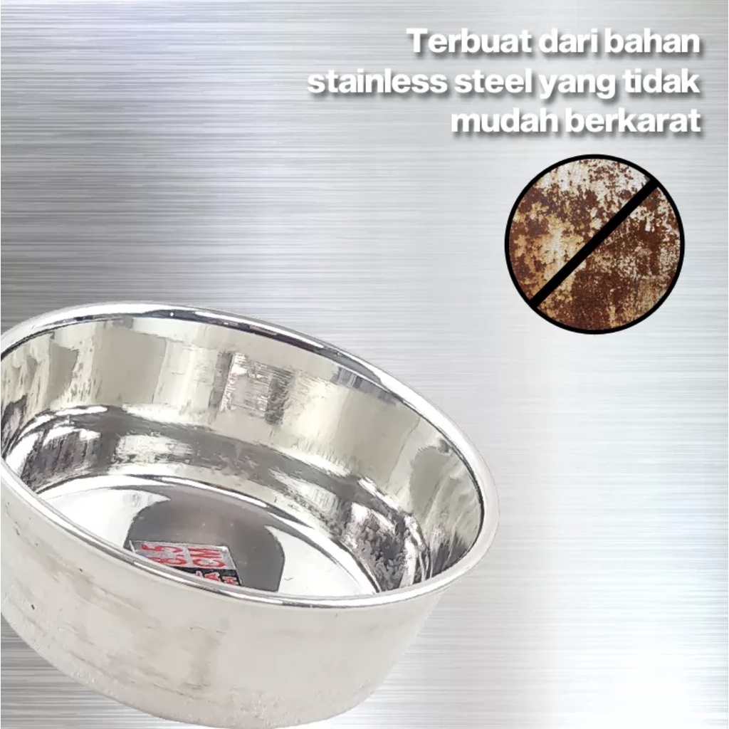 [BISA COD] PROMO Mangkok Stainless Bahan Tebal Berbagai Ukuran Serbaguna Mangkok Rosh Dinner Bowl Wadah Baskom Sop Mangkuk Kuah Tempat Saus Saos Mangkok Kecil Mangkok Besar Berkualitas Terjamin