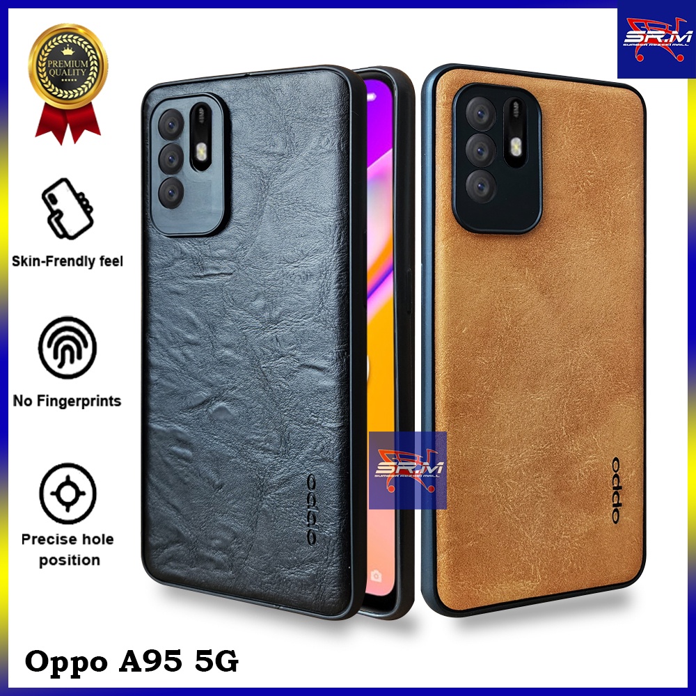 Casing Oppo A95 5G Softcase PREMIUM Leather Slim Case Kulit