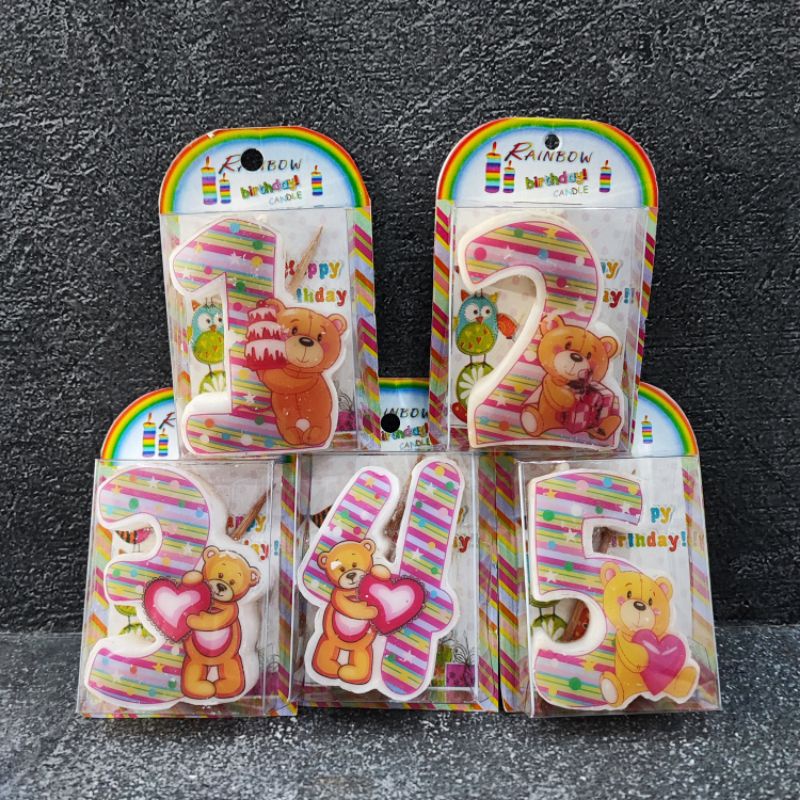 PROMO Lilin Angka Ulang Tahun Motif Beruang