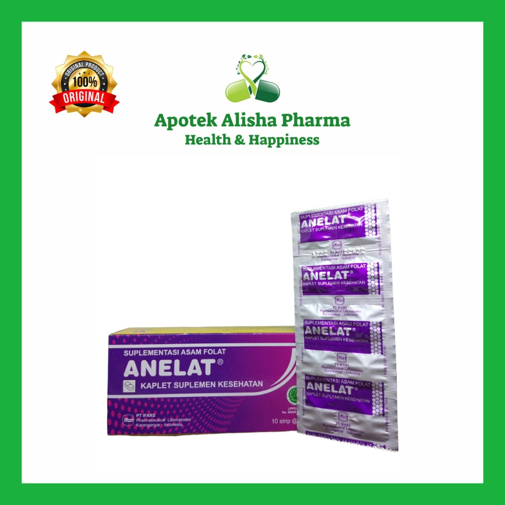 Anelat Tablet (Strip 10tablet)  Suplemen Asam Folat / Vitamin Anemia / Kurang Darah Ibu Hamil Menyusui