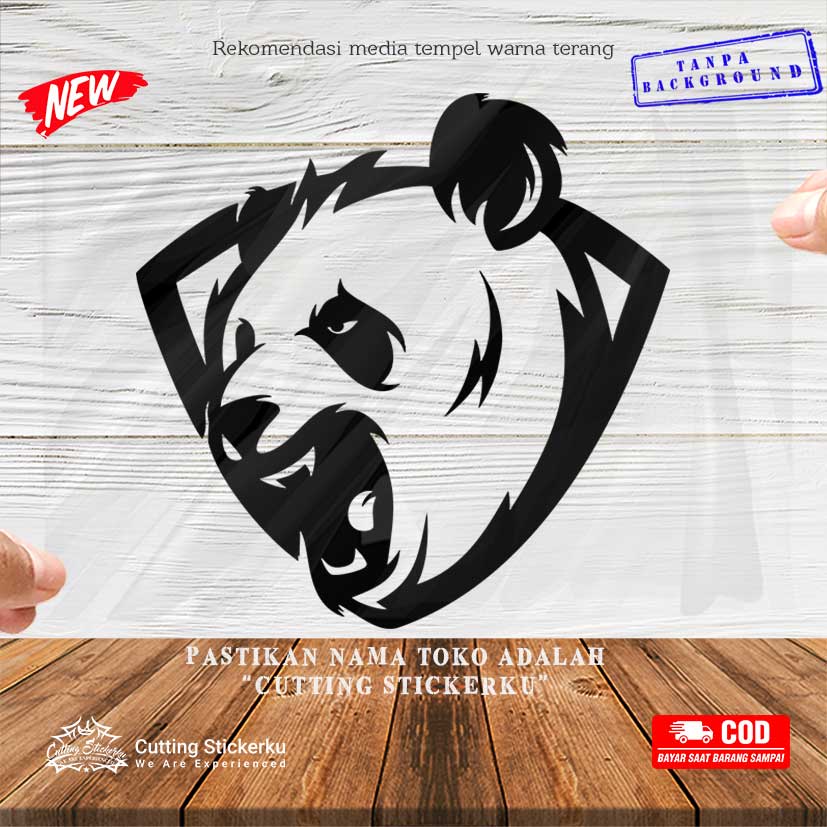 Cutting Stiker Panda Logos  Variasi Motor Mobil Sticker Bear Beruang Timbul Keren Nyala Dasbor Spakbor Visor Body Kaca Helm Laptop Hologram Reflective Tahan Air Bodi Samping Scoopy Vario Beat NMAX PCX Vespa Aesthetic Windshield