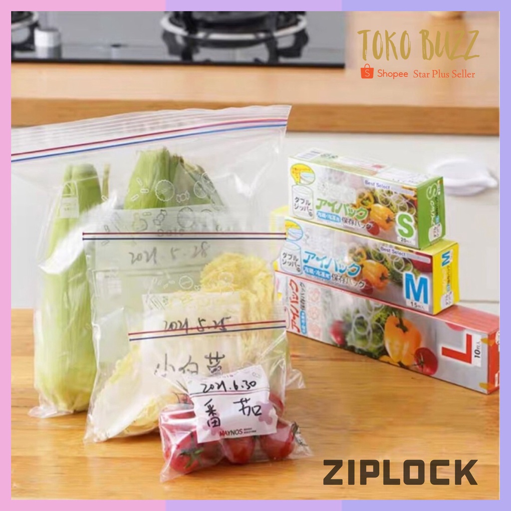 KANTONG PLASTIK ZIPLOCK Klip Reusable Tempat Penyimpanan Makanan Buah Sayur Organizer Kulkas zipper